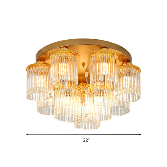 Sleek Crystal Rod Ceiling Light Fixture - Postmodern Semi Flush Mount Lamp (5/10/12 Heads)