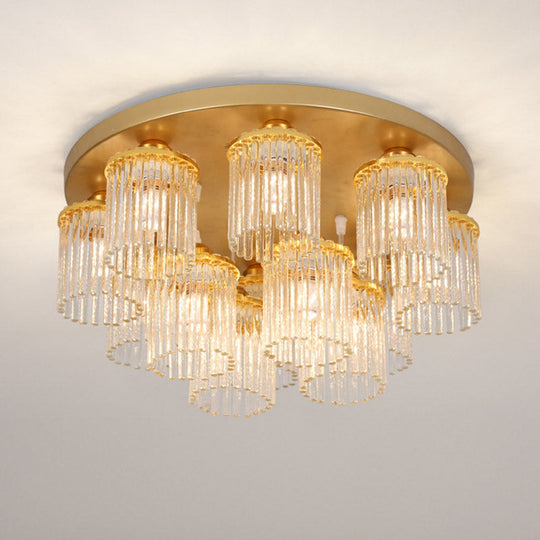 Sleek Crystal Rod Ceiling Light Fixture - Postmodern Semi Flush Mount Lamp (5/10/12 Heads)