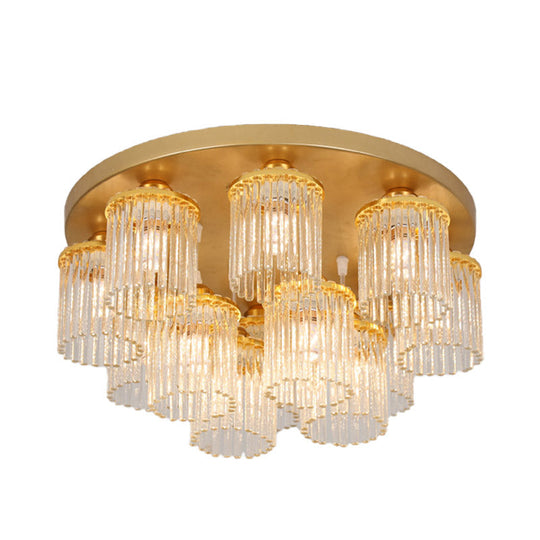 Sleek Crystal Rod Ceiling Light Fixture - Postmodern Semi Flush Mount Lamp (5/10/12 Heads)