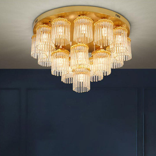 Sleek Crystal Rod Ceiling Light Fixture - Postmodern Semi Flush Mount Lamp (5/10/12 Heads)