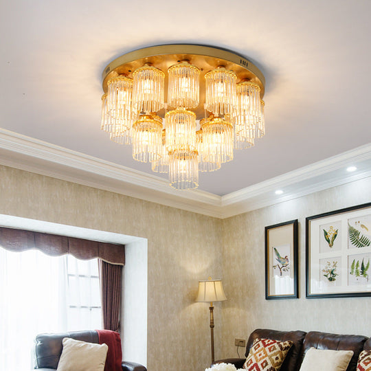 Sleek Crystal Rod Ceiling Light Fixture - Postmodern Semi Flush Mount Lamp (5/10/12 Heads)