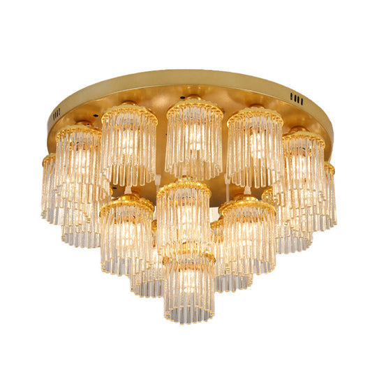 Sleek Crystal Rod Ceiling Light Fixture - Postmodern Semi Flush Mount Lamp (5/10/12 Heads)