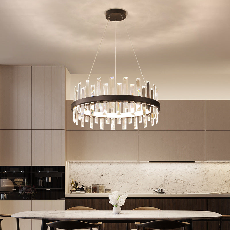 Modern Crystal Chandelier - Circular Pendant Ceiling Light Warm Led 23.5/31.5 Wide