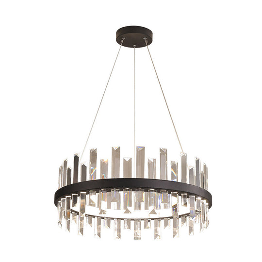 Modern Crystal Chandelier - Circular Pendant Ceiling Light Warm Led 23.5/31.5 Wide