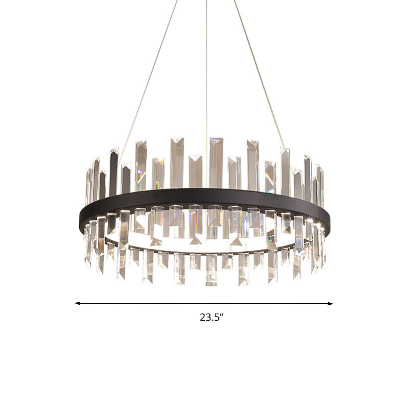 Modern Crystal Chandelier - Circular Pendant Ceiling Light Warm Led 23.5/31.5 Wide