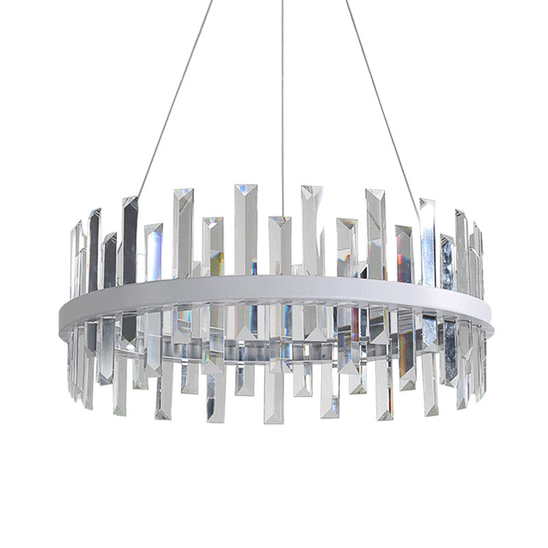 Modern Crystal Chandelier - Circular Pendant Ceiling Light Warm Led 23.5/31.5 Wide