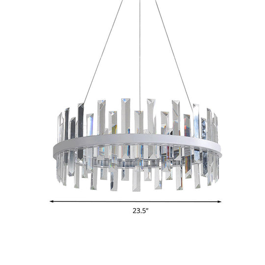 Modern Crystal Chandelier - Circular Pendant Ceiling Light Warm Led 23.5/31.5 Wide