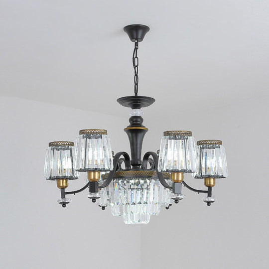 Modern Black Sputnik Chandelier - Crystal Rod Hanging Light Fixture 8/10/12 Lights Wide Design