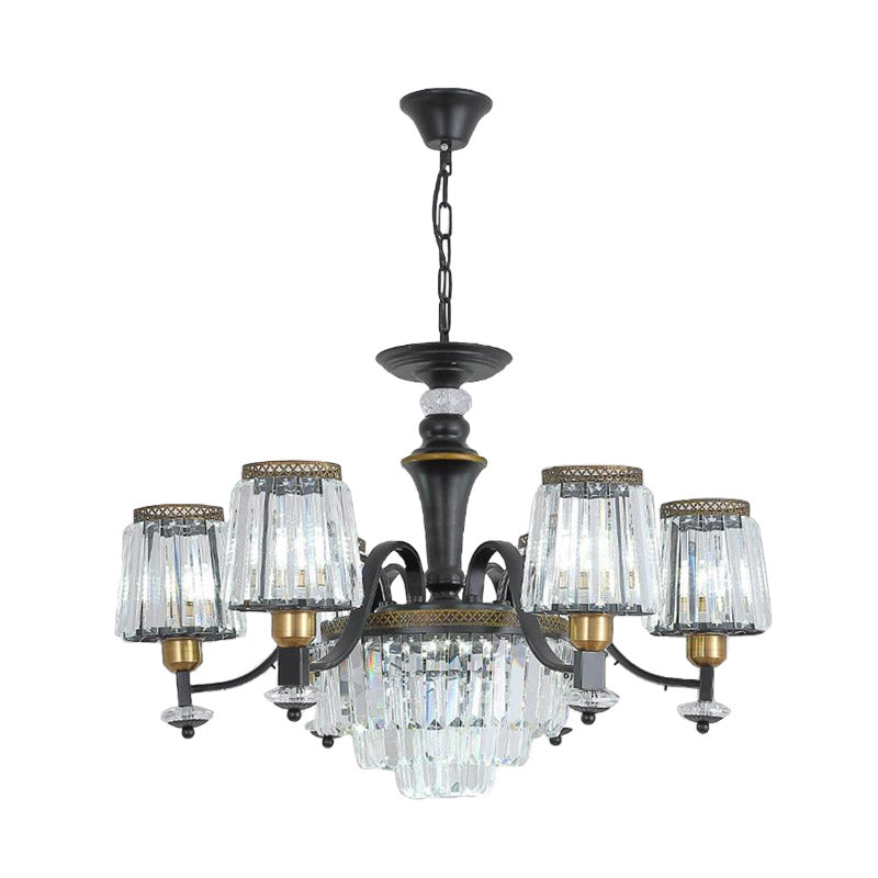 Modern Black Sputnik Chandelier - Crystal Rod Hanging Light Fixture 8/10/12 Lights Wide Design