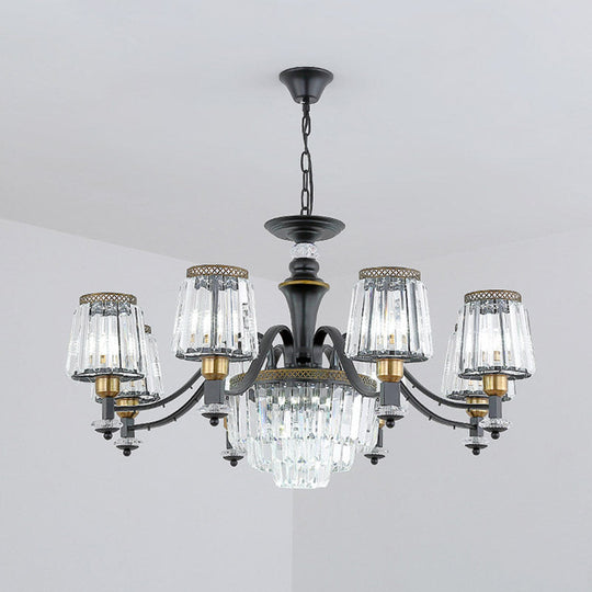 Modern Black Sputnik Chandelier - Crystal Rod Hanging Light Fixture 8/10/12 Lights Wide Design