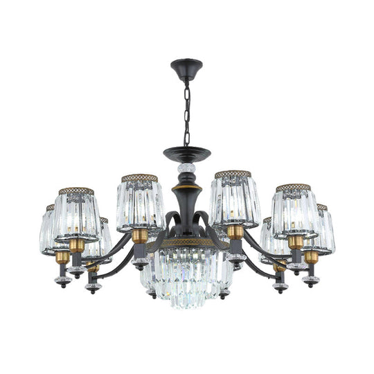 Modern Black Sputnik Chandelier - Crystal Rod Hanging Light Fixture 8/10/12 Lights Wide Design