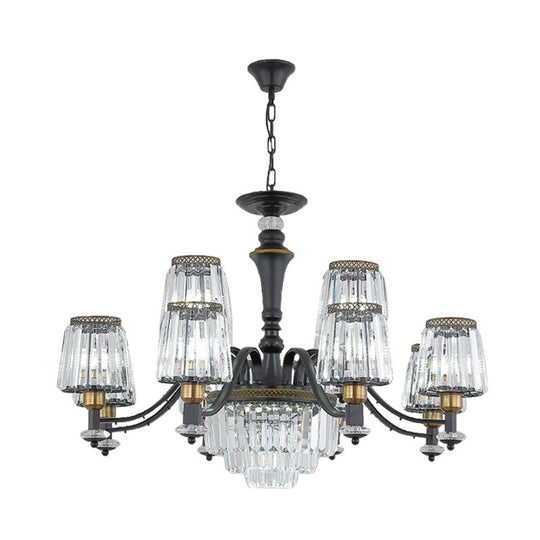 Modern Black Sputnik Chandelier - Crystal Rod Hanging Light Fixture 8/10/12 Lights Wide Design