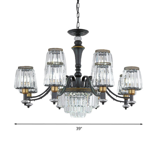 Modern Black Sputnik Chandelier - Crystal Rod Hanging Light Fixture 8/10/12 Lights Wide Design