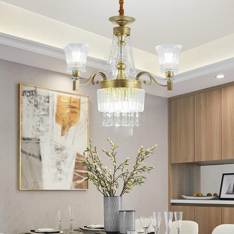 Sputnik Crystal Chandelier - Contemporary Ceiling Light With 11/13/15 Satin Brass Heads 37.5/40.5/41