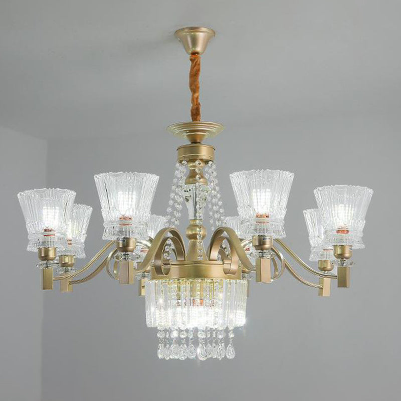 Sputnik Crystal Chandelier - Contemporary Ceiling Light With 11/13/15 Satin Brass Heads 37.5/40.5/41