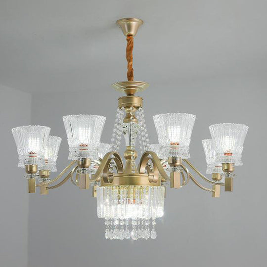 Sputnik Crystal Chandelier - Contemporary Ceiling Light With 11/13/15 Satin Brass Heads 37.5/40.5/41