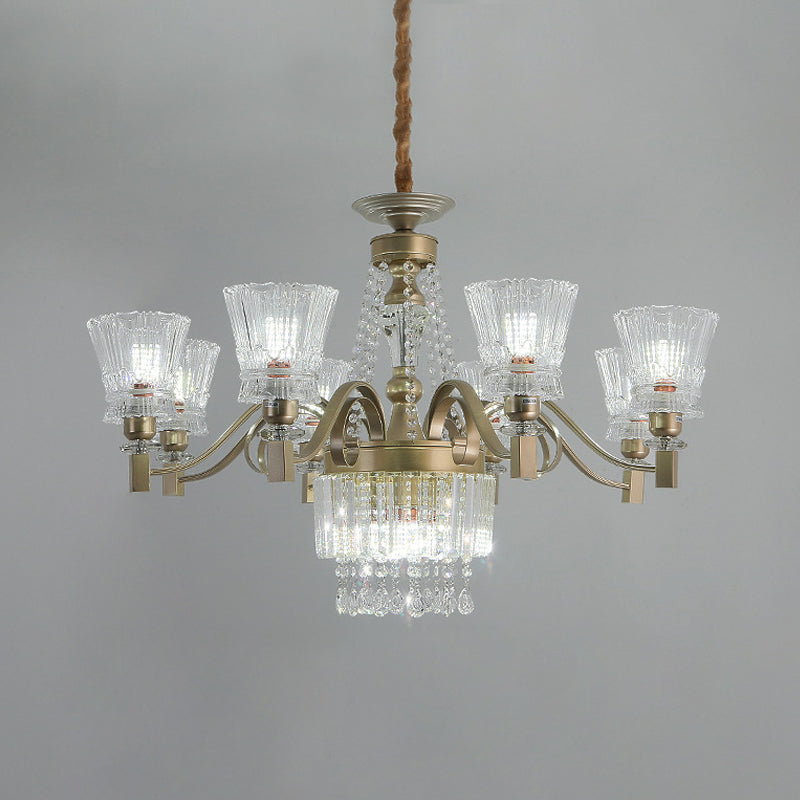 Sputnik Crystal Chandelier - Contemporary Ceiling Light With 11/13/15 Satin Brass Heads 37.5/40.5/41