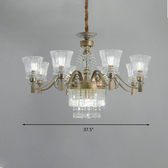 Sputnik Crystal Chandelier - Contemporary Ceiling Light With 11/13/15 Satin Brass Heads 37.5/40.5/41