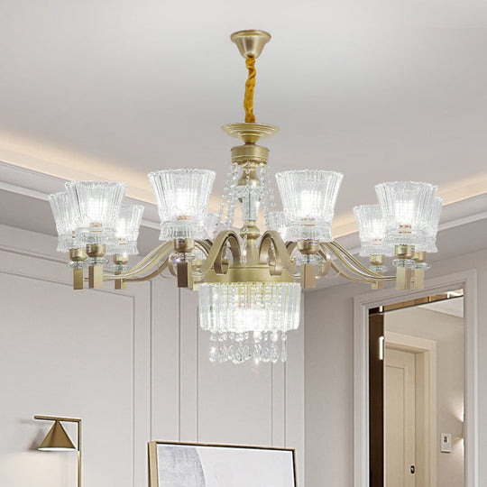 Sputnik Crystal Chandelier - Contemporary Ceiling Light With 11/13/15 Satin Brass Heads 37.5/40.5/41