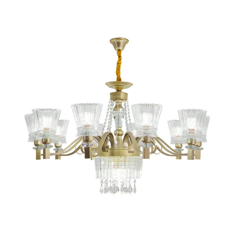 Sputnik Crystal Chandelier - Contemporary Ceiling Light With 11/13/15 Satin Brass Heads 37.5/40.5/41