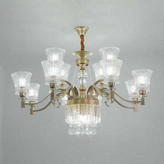 Sputnik Crystal Chandelier - Contemporary Ceiling Light With 11/13/15 Satin Brass Heads 37.5/40.5/41