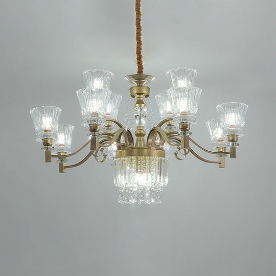 Sputnik Crystal Chandelier - Contemporary Ceiling Light With 11/13/15 Satin Brass Heads 37.5/40.5/41