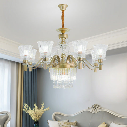 Sputnik Crystal Chandelier - Contemporary Ceiling Light With 11/13/15 Satin Brass Heads 37.5/40.5/41