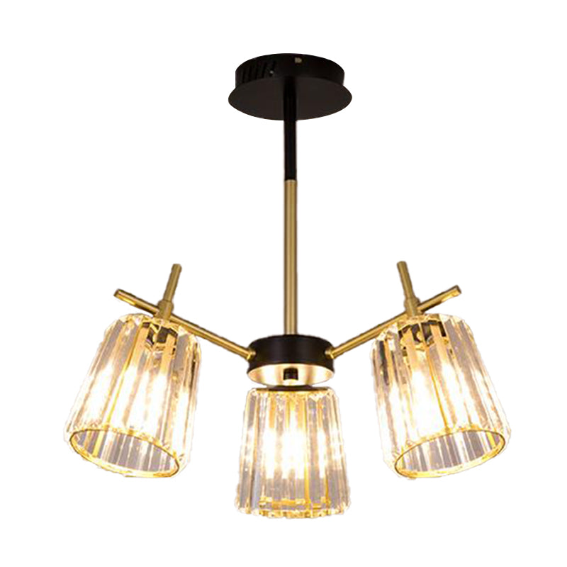 Black Crystal Cylinder Ceiling Lamp Contemporary Chandelier Light (6/8/10 Heads) Wide Range Of Sizes