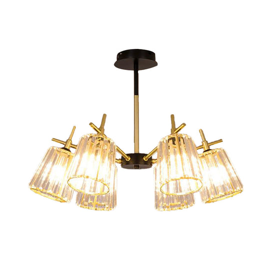 Black Crystal Cylinder Ceiling Lamp Contemporary Chandelier Light (6/8/10 Heads) Wide Range Of Sizes