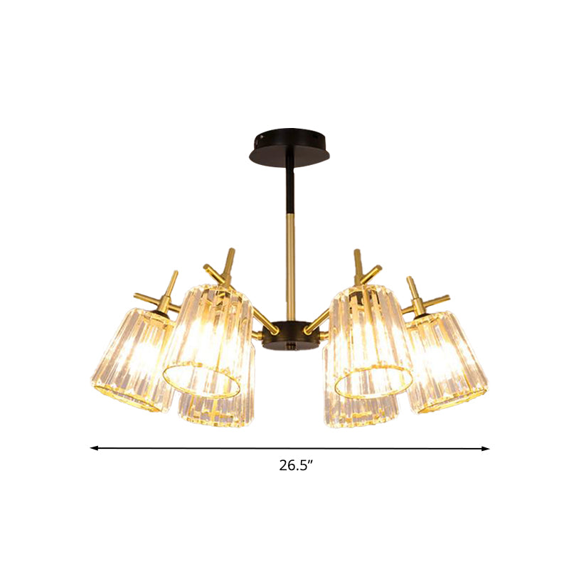 Black Crystal Cylinder Ceiling Lamp Contemporary Chandelier Light (6/8/10 Heads) Wide Range Of Sizes