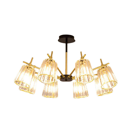 Black Crystal Cylinder Ceiling Lamp Contemporary Chandelier Light (6/8/10 Heads) Wide Range Of Sizes