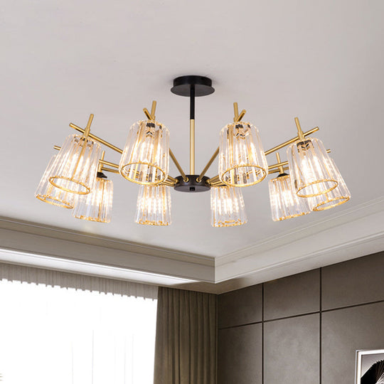 Black Crystal Cylinder Ceiling Lamp Contemporary Chandelier Light (6/8/10 Heads) Wide Range Of Sizes