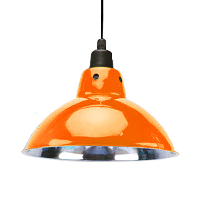 Dome Dining Table Ceiling Pendant - Industrial Stainless Steel 1 Head Black/Gray Orange / 13