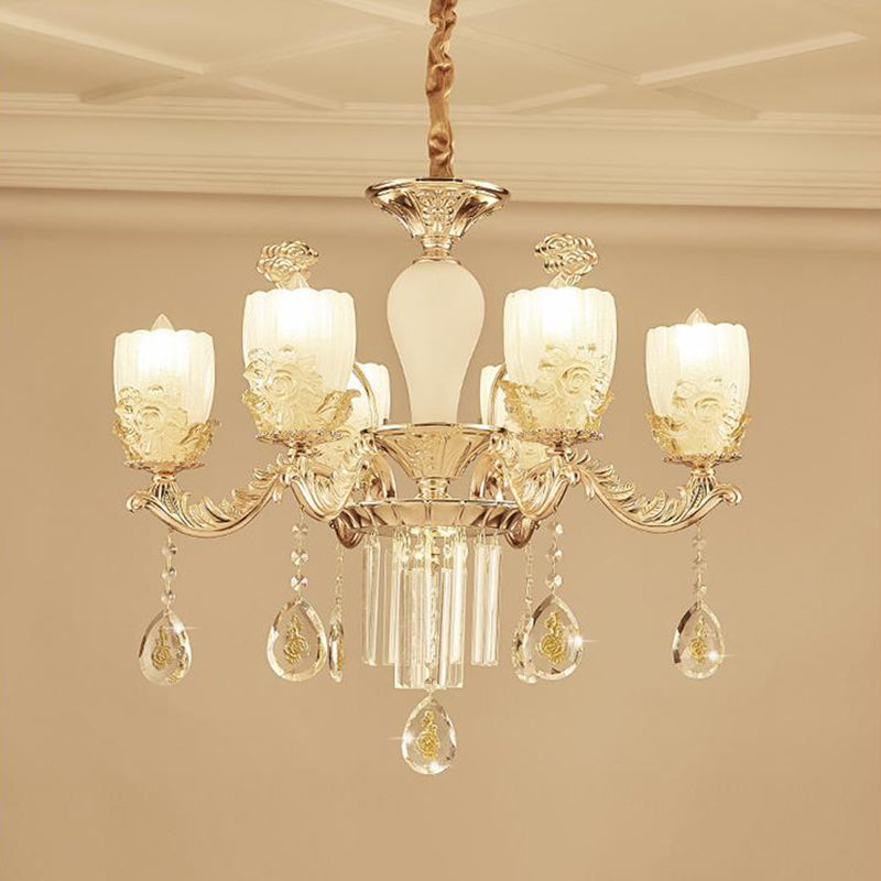 Sputnik Clear Glass Chandelier with 6/8 Gold Pendant Lights - Wide 27.5"/31.5" - Sleek and Stylish Fixture