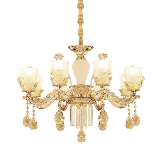 Sputnik Clear Glass Chandelier with 6/8 Gold Pendant Lights - Wide 27.5"/31.5" - Sleek and Stylish Fixture