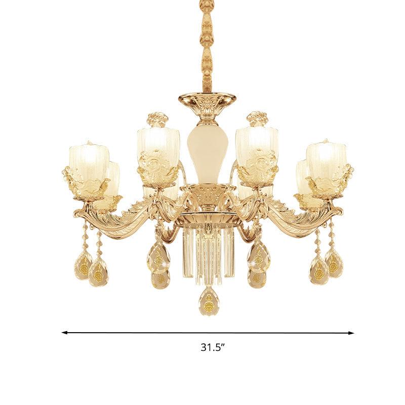 Sputnik Clear Glass Chandelier Light - Modern 6/8 Head Pendant Fixture In Gold Available 27.5 Or