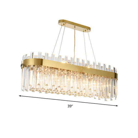 Postmodern Oval Island Lighting Fixture With Crystal Accents - 23 Head Ceiling Light