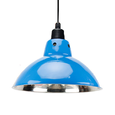 Dome Industrial Stainless Steel Ceiling Pendant Lighting - 13"/16.5" Width, 1 Head, Black/Gray