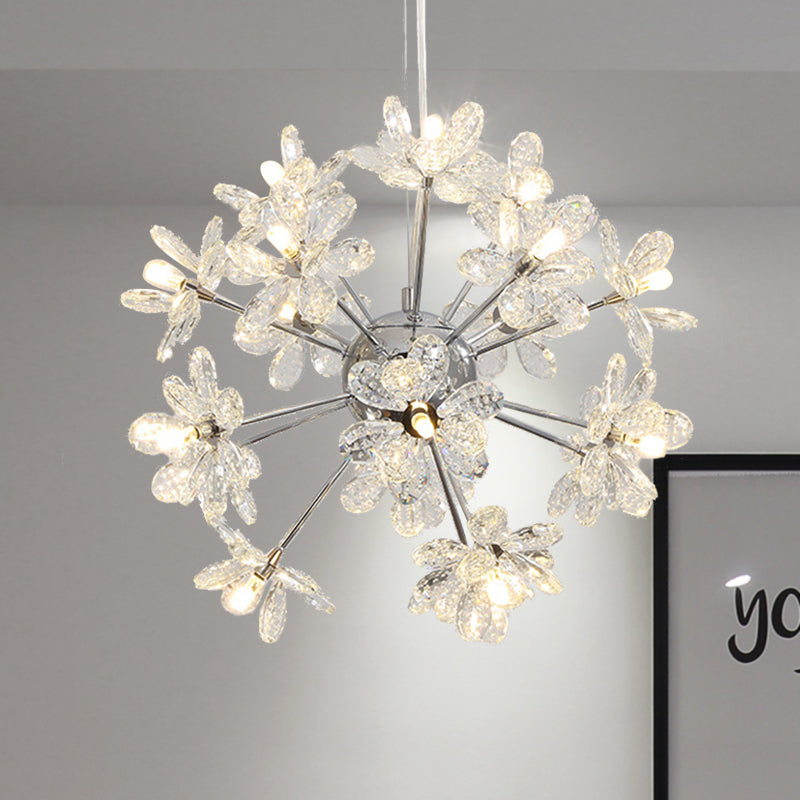 Contemporary Crystal Starburst Ceiling Light Fixture Chrome/Gold Chandelier Pendant