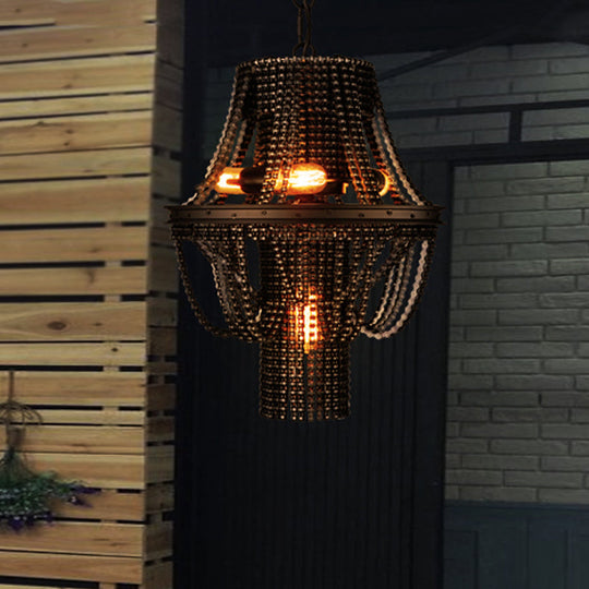 4-Light Industrial Iron Black Chandelier Pendant Light