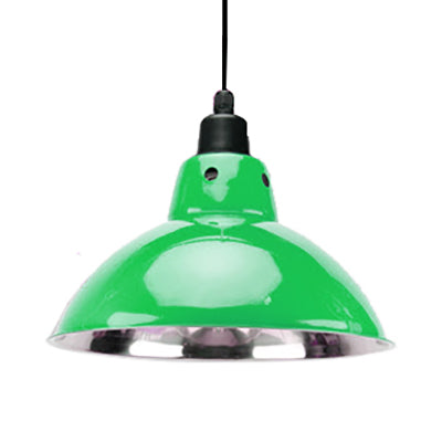 Dome Industrial Stainless Steel Ceiling Pendant Lighting - 13"/16.5" Width, 1 Head, Black/Gray