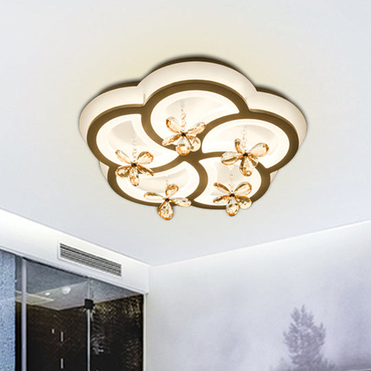 Contemporary LED Acrylic Flushmount Lamp - White Flower/Cloud/Moon Design for Bedroom