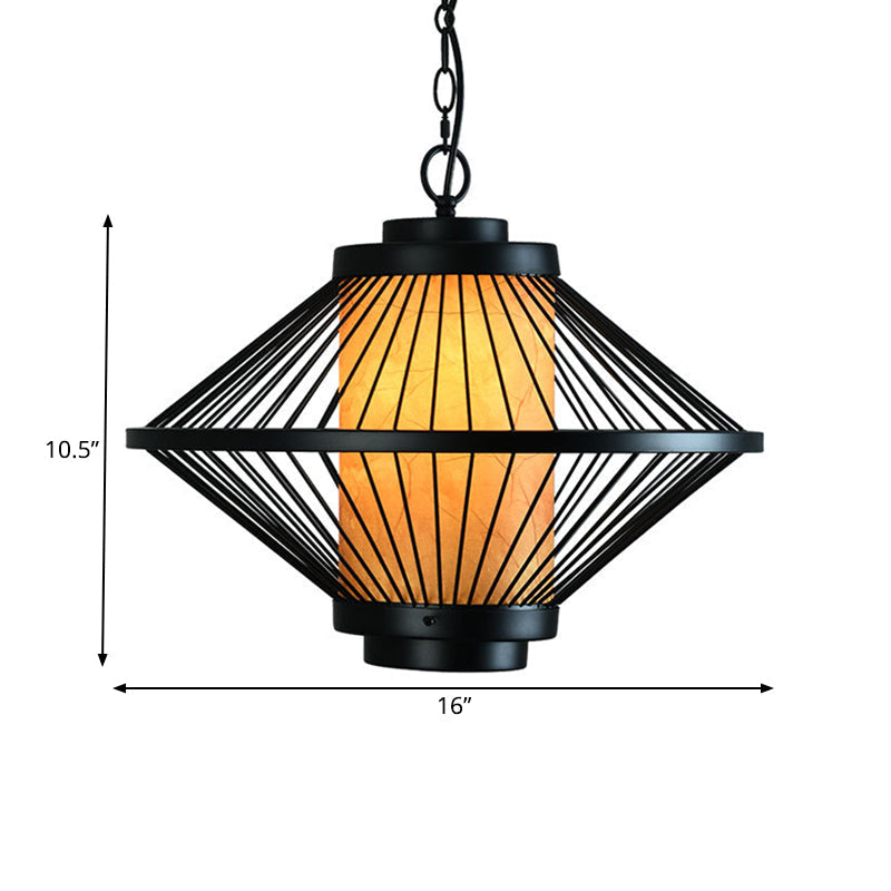 Minimalist Black Iron Cage Pendant Light Fixture With Tapered Design