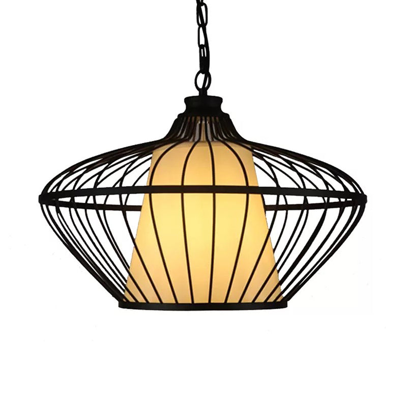 Black Basket Pendant Ceiling Lamp: Classic & Metallic - 1 Light Fixture