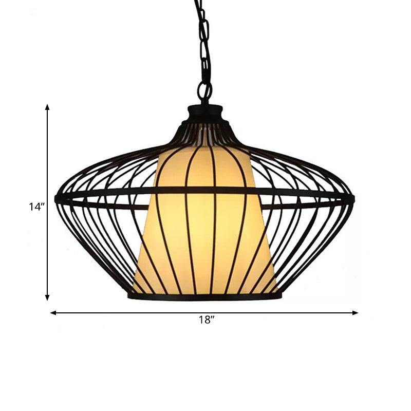 Black Basket Pendant Ceiling Lamp: Classic & Metallic - 1 Light Fixture