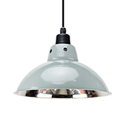 Dome Industrial Stainless Steel Ceiling Pendant Lighting - 13"/16.5" Width, 1 Head, Black/Gray