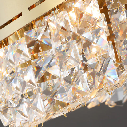 Traditional Beveled Crystal Ceiling Light with 6 Gold Flush Bulbs