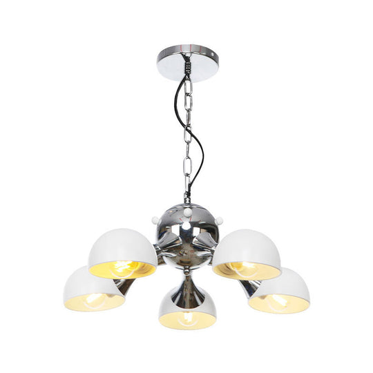 Modern Industrial Dome Hanging Light - 3/4/5 Heads Living Room Chandelier In Black/Chrome Finish