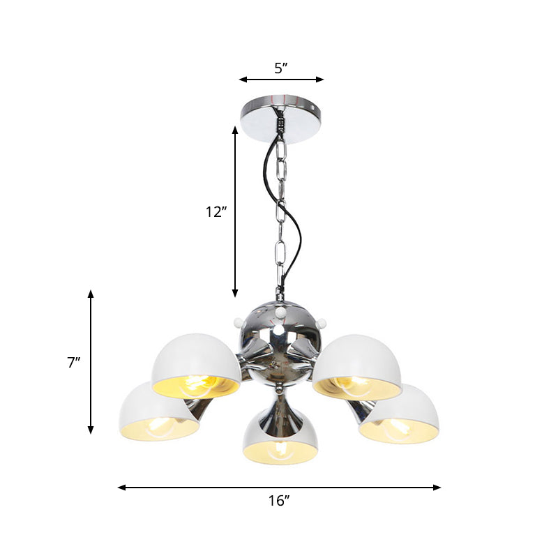 Modern Industrial Dome Hanging Light - 3/4/5 Heads Living Room Chandelier In Black/Chrome Finish