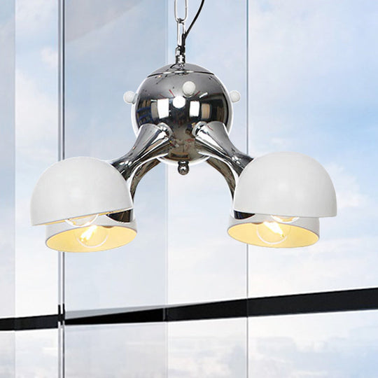 Industrial Dome Hanging Light Fixture - Metallic 3/4/5 Heads Chandelier Lamp for Living Room - Black/Chrome Finish